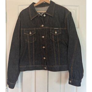 Vintage Parkers Jeans  Black Denim Gold Stitching Jacket XL USA  Trucker Style